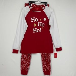 Macy's Womens Size XS Ornament Print Matching Family Pajama Set Red White Ho Ho